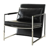 Rafael Contemporary Accent Chair & Pillow Black PU (HT-J4015 BLACK, Microfiber PU) • Stainless Steel 59778-ACME
