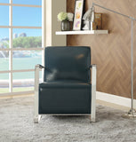 Rafael Contemporary Accent Chair Teal PU (Microfiber PU, HT-J4006 BLUE) • Stainless Steel 59780-ACME