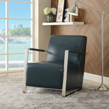 Rafael Contemporary Accent Chair Teal PU (Microfiber PU, HT-J4006 BLUE) • Stainless Steel 59780-ACME