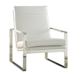 Rafael Contemporary Accent Chair White PU (HT-J4101 WHITE Microfiber PU) • Stainless Steel 59782-ACME