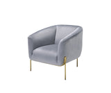 Carlson Contemporary Accent Chair Gray Velvet (HLR-56) • Metal Leg: Gold Finish 59790-ACME