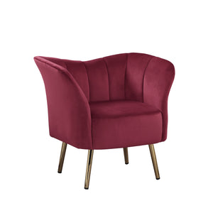 Reese Transitional Accent Chair Burgundy Velvet (HLR-50) • Metal Leg: Gold Finish 59795-ACME