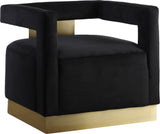Armani Velvet / Engineered Wood / Steel Contemporary Black Velvet Accent Chair - 31.5" W x 28" D x 28" H
