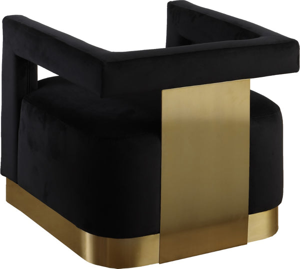 Armani Velvet / Engineered Wood / Steel Contemporary Black Velvet Accent Chair - 31.5" W x 28" D x 28" H