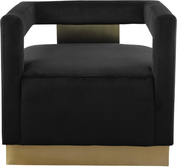 Armani Velvet / Engineered Wood / Steel Contemporary Black Velvet Accent Chair - 31.5" W x 28" D x 28" H