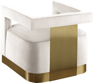 Armani Velvet / Engineered Wood / Steel Contemporary Cream Velvet Accent Chair - 31.5" W x 28" D x 28" H