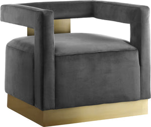 Armani Velvet / Engineered Wood / Steel Contemporary Grey Velvet Accent Chair - 31.5" W x 28" D x 28" H