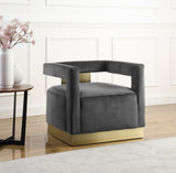 Armani Velvet / Engineered Wood / Steel Contemporary Grey Velvet Accent Chair - 31.5" W x 28" D x 28" H