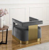 Armani Velvet / Engineered Wood / Steel Contemporary Grey Velvet Accent Chair - 31.5" W x 28" D x 28" H
