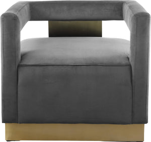 Armani Velvet / Engineered Wood / Steel Contemporary Grey Velvet Accent Chair - 31.5" W x 28" D x 28" H