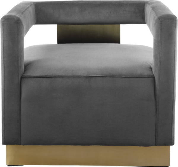 Armani Velvet / Engineered Wood / Steel Contemporary Grey Velvet Accent Chair - 31.5" W x 28" D x 28" H