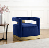 Armani Velvet / Engineered Wood / Steel Contemporary Navy Velvet Accent Chair - 31.5" W x 28" D x 28" H
