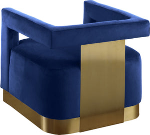 Armani Velvet / Engineered Wood / Steel Contemporary Navy Velvet Accent Chair - 31.5" W x 28" D x 28" H