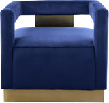 Armani Velvet / Engineered Wood / Steel Contemporary Navy Velvet Accent Chair - 31.5" W x 28" D x 28" H