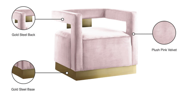 Armani Velvet / Engineered Wood / Steel Contemporary Pink Velvet Accent Chair - 31.5" W x 28" D x 28" H