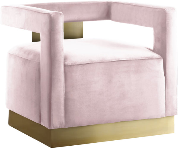 Armani Velvet / Engineered Wood / Steel Contemporary Pink Velvet Accent Chair - 31.5" W x 28" D x 28" H
