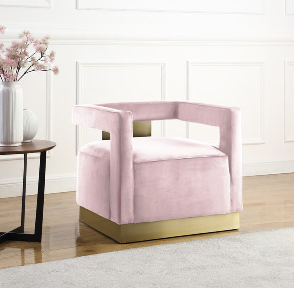Armani Velvet / Engineered Wood / Steel Contemporary Pink Velvet Accent Chair - 31.5" W x 28" D x 28" H