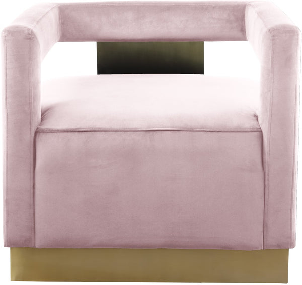 Armani Velvet / Engineered Wood / Steel Contemporary Pink Velvet Accent Chair - 31.5" W x 28" D x 28" H