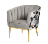 Colla Contemporary Accent Chair Gray Velvet (MJ9-118 Velvet) • FLORAL Crushed Pattern (TC201611-2) • Metal Leg: Gold Finish 59816-ACME