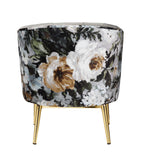 Colla Contemporary Accent Chair Gray Velvet (MJ9-118 Velvet) • FLORAL Crushed Pattern (TC201611-2) • Metal Leg: Gold Finish 59816-ACME