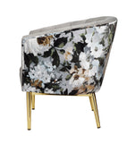 Colla Contemporary Accent Chair Gray Velvet (MJ9-118 Velvet) • FLORAL Crushed Pattern (TC201611-2) • Metal Leg: Gold Finish 59816-ACME