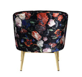 Colla Contemporary Accent Chair Black Velvet (MK03-48 Velvet) • FLORAL Crushed Pattern (JES80-2) • Metal Leg: Gold Finish 59817-ACME