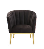 Colla Contemporary Accent Chair Black Velvet (MK03-48 Velvet) • FLORAL Crushed Pattern (JES80-2) • Metal Leg: Gold Finish 59817-ACME