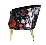 Colla Contemporary Accent Chair Black Velvet (MK03-48 Velvet) • FLORAL Crushed Pattern (JES80-2) • Metal Leg: Gold Finish 59817-ACME