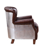 Brancaster Transitional Accent Chair Vintage Brown TGL (Vintage Brown or Birmingham)• Alumiinum (Matt Aluminum • Wood Leg (Oak #1) 59830-ACME