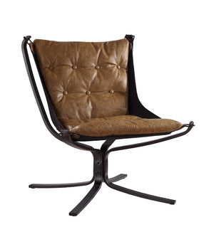 Carney Contemporary Accent Chair Coffee TGL (Birmingham) • Matt Iron 59831-ACME