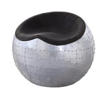 Brancaster Industrial Ottoman Antique Ebony TGL (Leather) • METAL BASE] tbc (Matt Iron) 59837-ACME