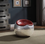 Brancaster Industrial Ottoman Antique Red TGL (Leather) • METAL BASE] tbc (Matt Iron) 59838-ACME