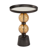 Sagebrook Home Contemporary Metal, 22"h Orb Side Table, Mirror Top, Gld/blk 16572-02 Black/gold Glass