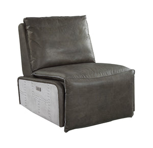 Metier Industrial Power Motion Recliner Gray Top Grain Leather & Aluminum 59940-ACME