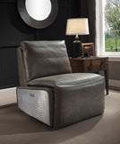 Metier Industrial Power Motion Recliner Gray Top Grain Leather & Aluminum 59940-ACME