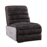Okzuil Industrial Power Motion Recliner 2-Tone Gray Top Grain Leather & Aluminum 59941-ACME