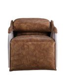 Qalurne Industrial Power Recliner with Swivel Function 2-Tone Mocha Top Grain Leather & Aluminum 59942-ACME