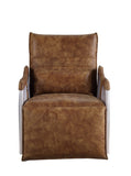 Qalurne Industrial Power Recliner with Swivel Function 2-Tone Mocha Top Grain Leather & Aluminum 59942-ACME