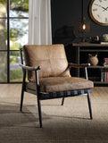 Anzan Industrial Accent Chair Berham Chestnut Top Grain Leather(#) 59949-ACME