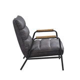 Nignu Industrial Accent Chair Gray Top Grain Leather(#) 59950-ACME