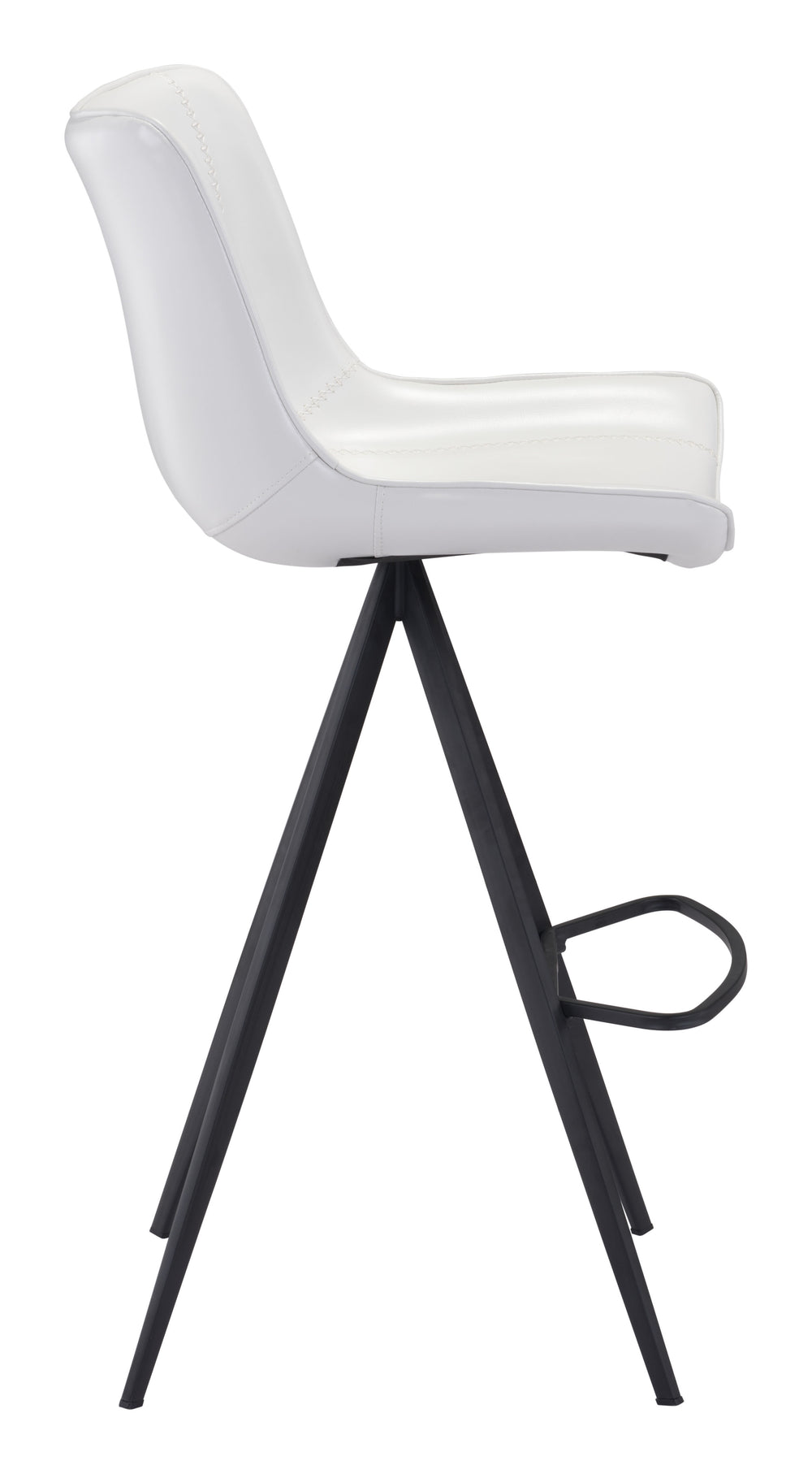 Zuo Modern Aki 100% Polyurethane, Plywood, Steel Modern Commercial Grade Barstool Set - Set of 2 White, Black 100% Polyurethane, Plywood, Steel