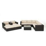 Santa Rosa Outdoor 7 Seater Wicker Sectional Sofa with Aluminum Frame