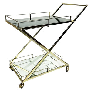 Sagebrook Home Contemporary Two Tier 33"h Rolling Bar Cart, Gold 16304-02 Gold Stainless Steel