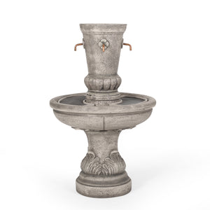 Frederick Outdoor 4 Spout Fountain, Light Brown Noble House