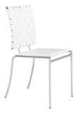English Elm EE2959 100% Polyurethane, Steel Modern Commercial Grade Dining Chair Set - Set of 4 White, Chrome 100% Polyurethane, Steel