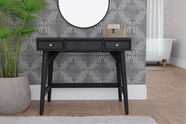 Alpine Furniture Flynn Bedroom Vanity, Black 966BLK-19 Black Mahogany Solids & Veneer 36 x 22 x 30