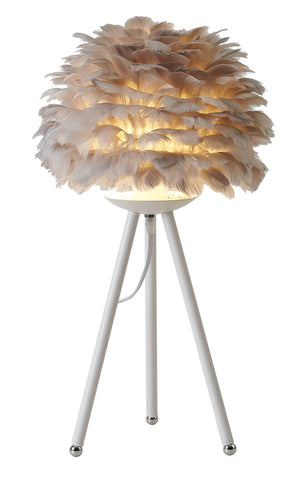 Bethel Grey Table Lamp in Iron & Feather