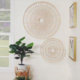 Sagebrook Home Contemporary Wicker, 36", Round Wall Accent, Natural 16199 White Bamboo Wood