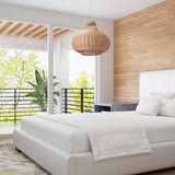 Zuo Modern Vincent Steel, Rattan Transitional Commercial Grade Ceiling Lamp Natural Steel, Rattan