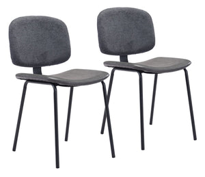 Zuo Modern Worcester 100% Polyester, 100% Polyurethane, Plywood, Steel Modern Commercial Grade Dining Chair Set - Set of 2 Gray, Black 100% Polyester, 100% Polyurethane, Plywood, Steel